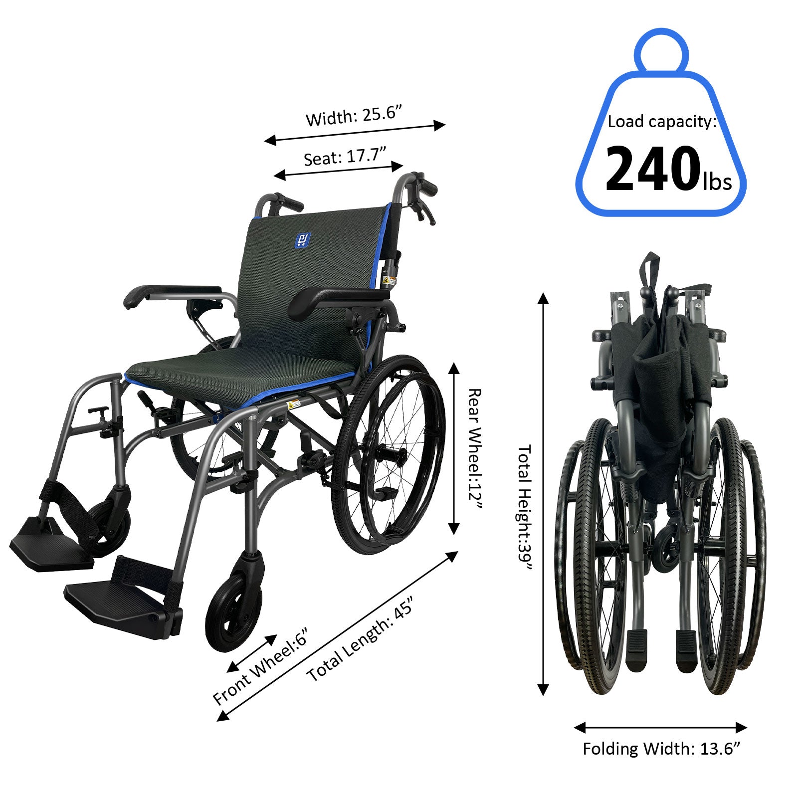 Lightech Mobility L8-2024 New Ultra Lightweight Self-propelled Wheelchair with Warranty